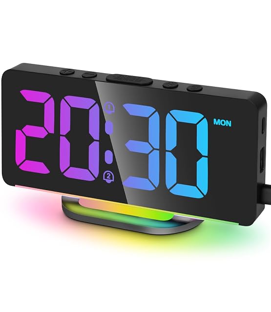 Sveglia a specchio a LED RGB Goxiry con display a colori