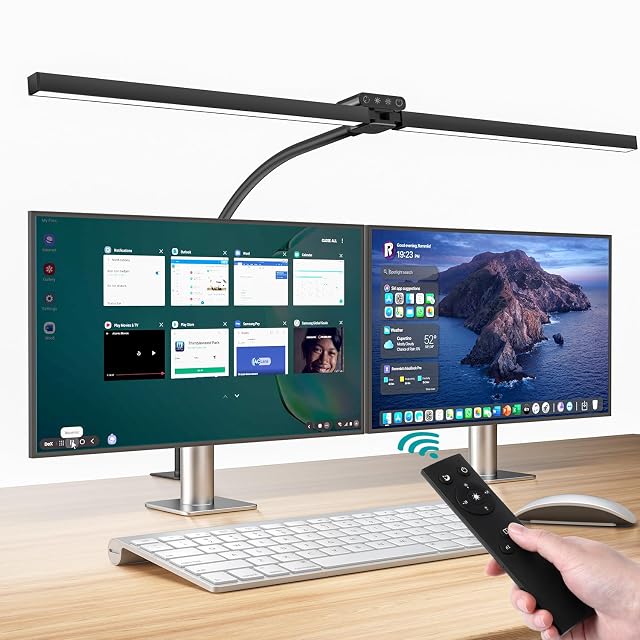 Lampada da scrivania a LED a doppia testa vatato che illumina una scrivania larga