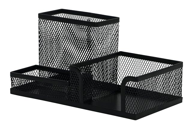 Organizer da scrivania a rete metallica Q-Connect con 3 scomparti