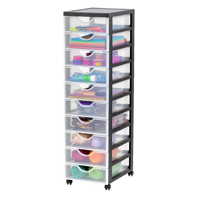 Torre di stoccaggio in plastica Iris Ohyama con 10 cassetti