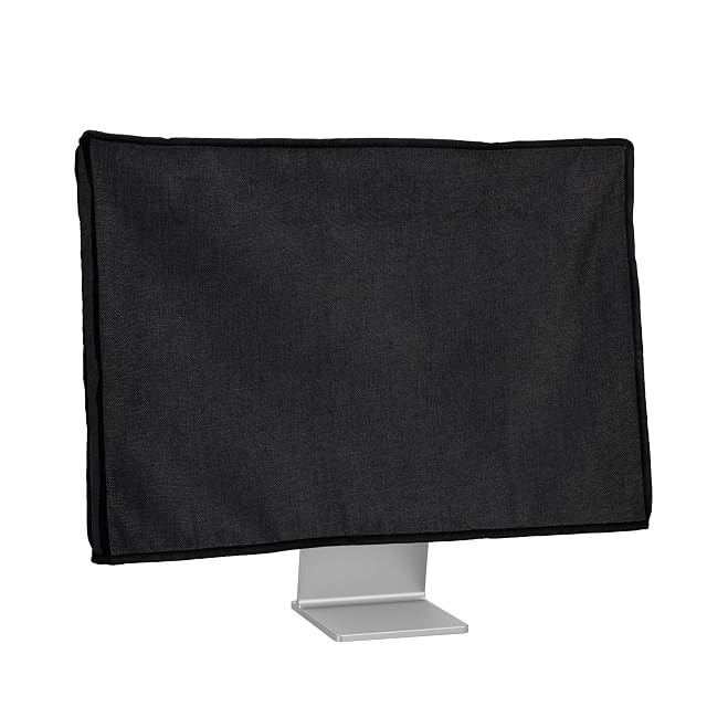 Copertura antipolvere in lino kwmobile su un monitor da scrivania