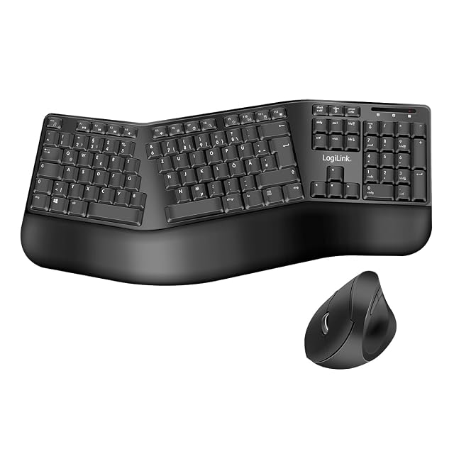 Set wireless di tastiera e mouse ergonomici LogiLink
