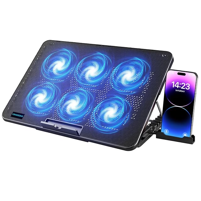 Base di raffreddamento per portatile LIANGSTAR con sei ventole e un portatile rialzato