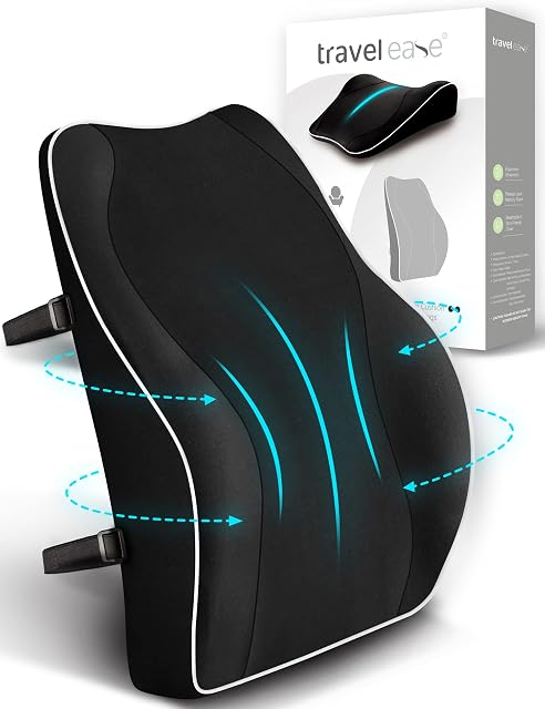 Cuscino lombare in memory foam Travel Ease fissato a una sedia