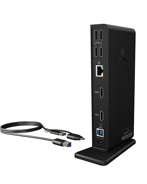 Docking station ICY BOX collegata a due monitor