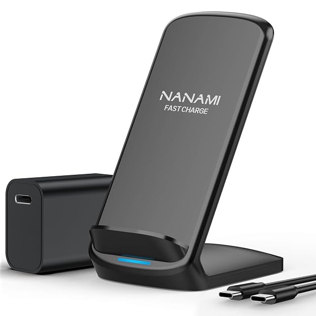 Stand di ricarica wireless NANAMI che sostiene un telefono in verticale